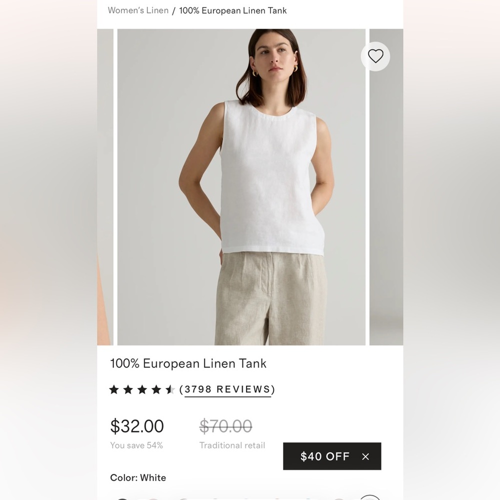 Quince Linen White Top- size M